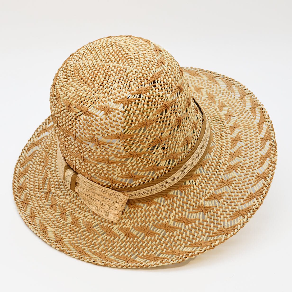 Beach Hat in Plant Fibers – Beige & White
