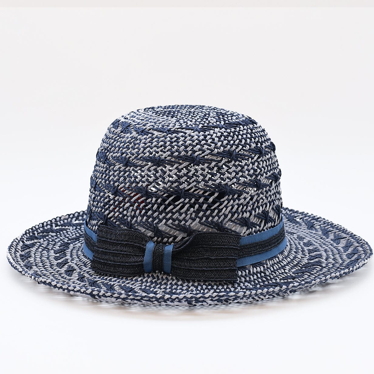 Beach Hat in Plant Fibers – Blue & White