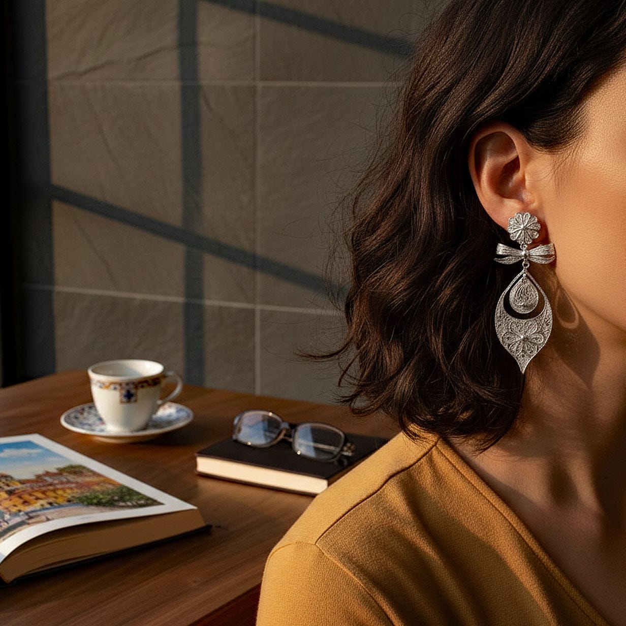 Brincos À Princesa I Silver Filigree Earrings 0.9 oz - 3.5"