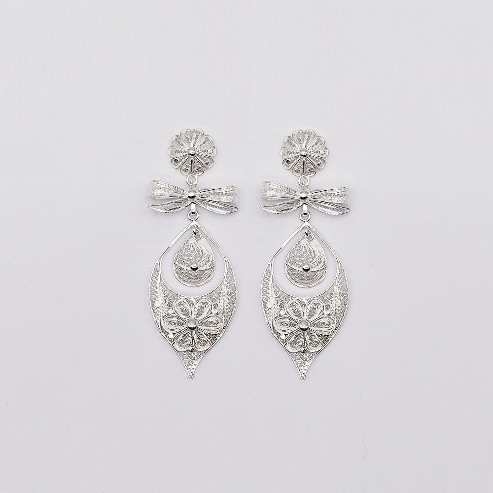 Brincos À Princesa I Silver Filigree Earrings 0.9 oz - 3.5"