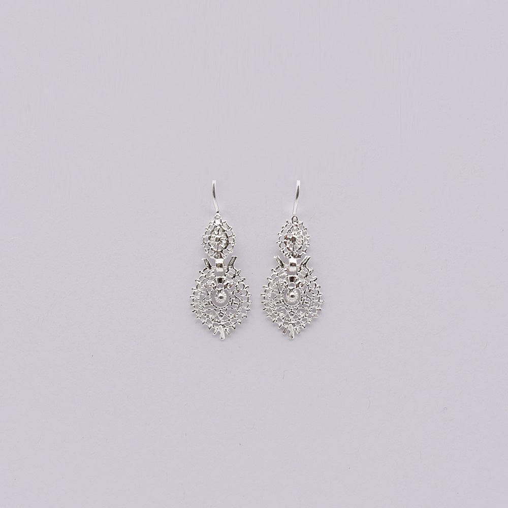 Brincos À Rainha I Silver Filigree Earrings 0.2 oz - 1.0''