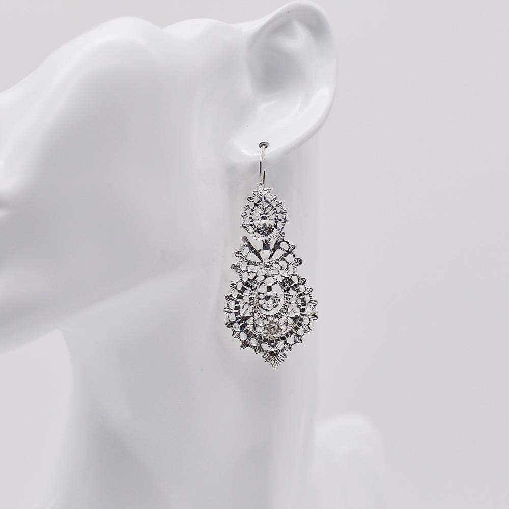 Brincos À Rainha I Silver Filigree Earrings 0.3 oz - 2.0''