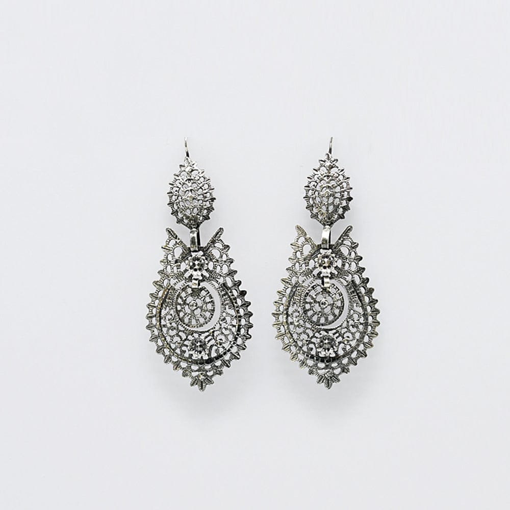 Brincos À Rainha I Silver Filigree Earrings 1.8 oz - 2.6''