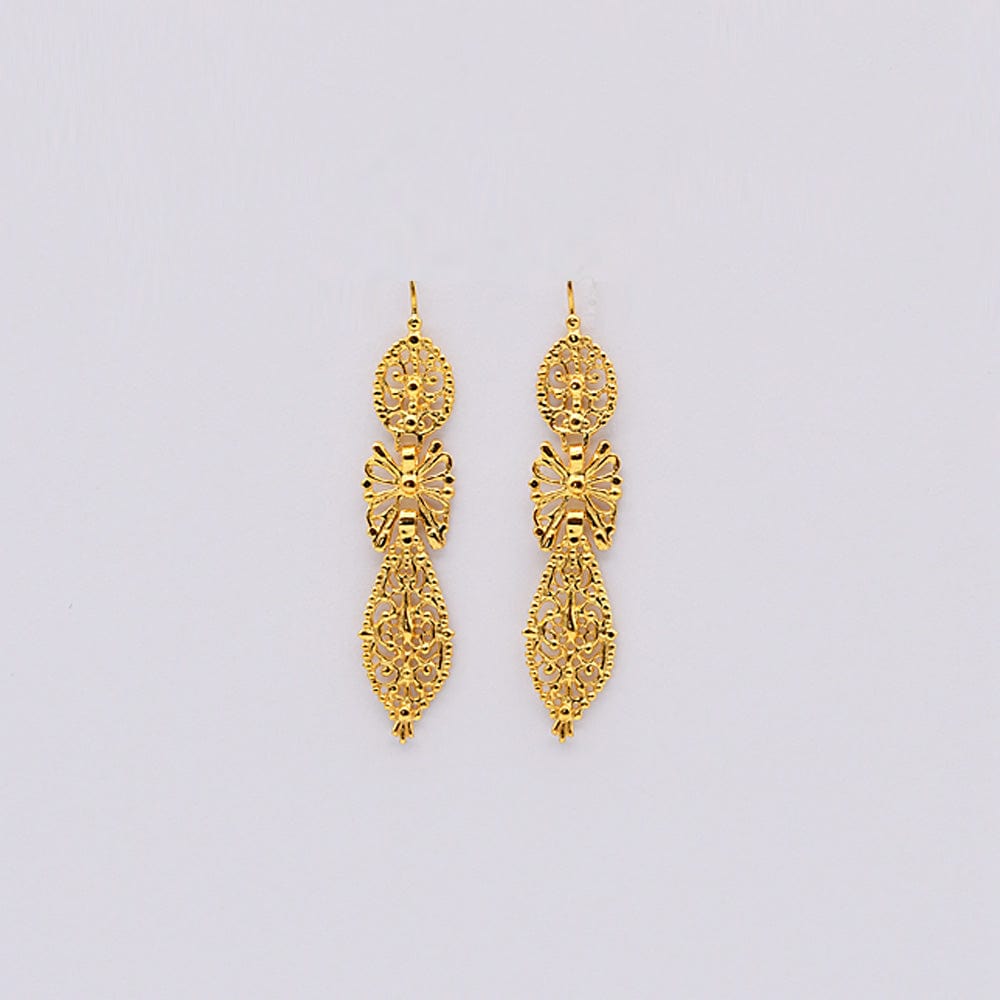Brincos À Rei I Gold-plated Silver Filigree Earrings 0.3 oz - 2.4"