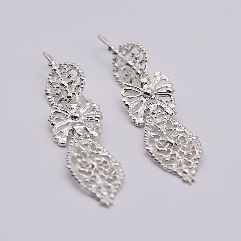 Brincos À Rei I Silver Filigree Earrings 0.3 oz - 2.4"