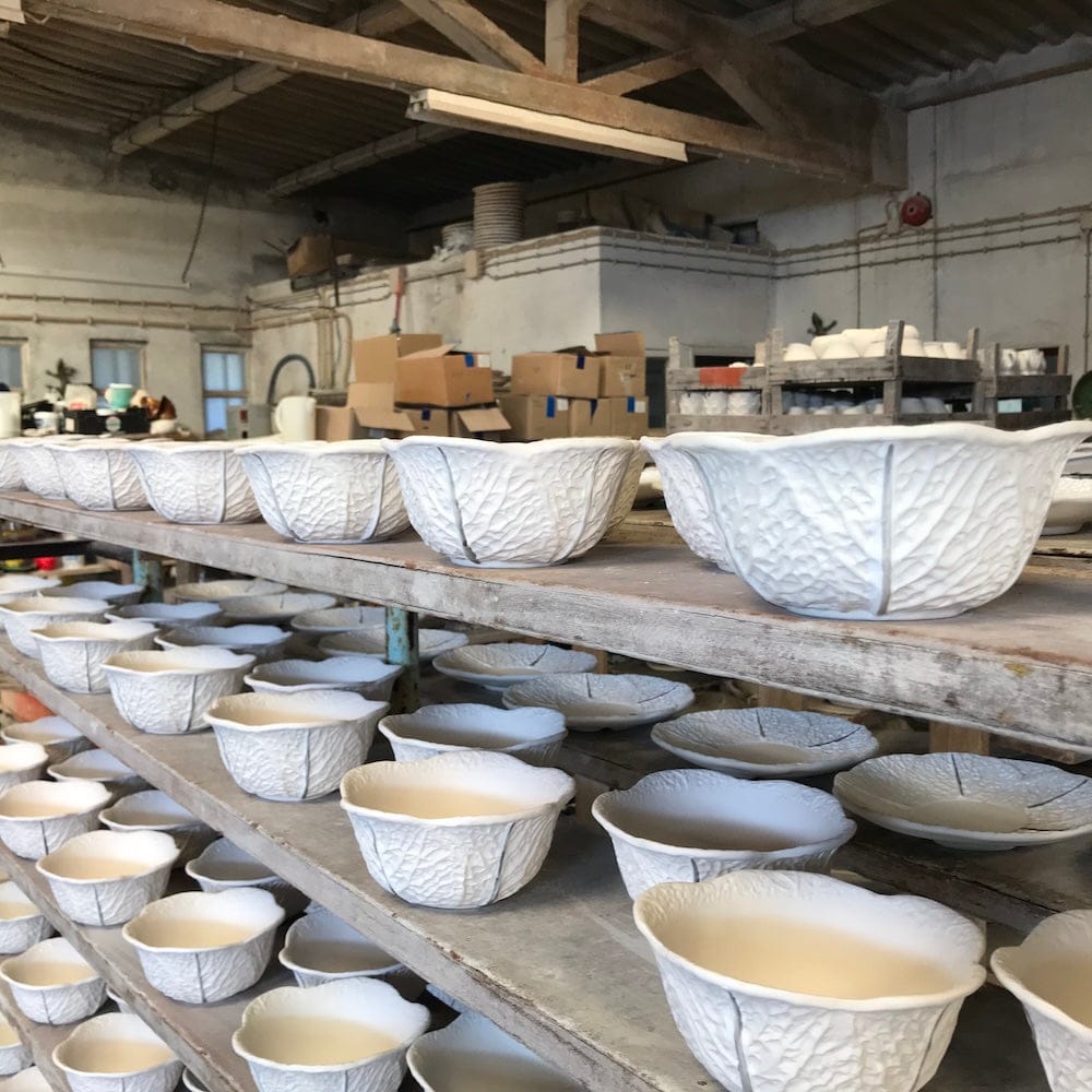 Cabbage-shaped Ceramic Salad Bowl - Green