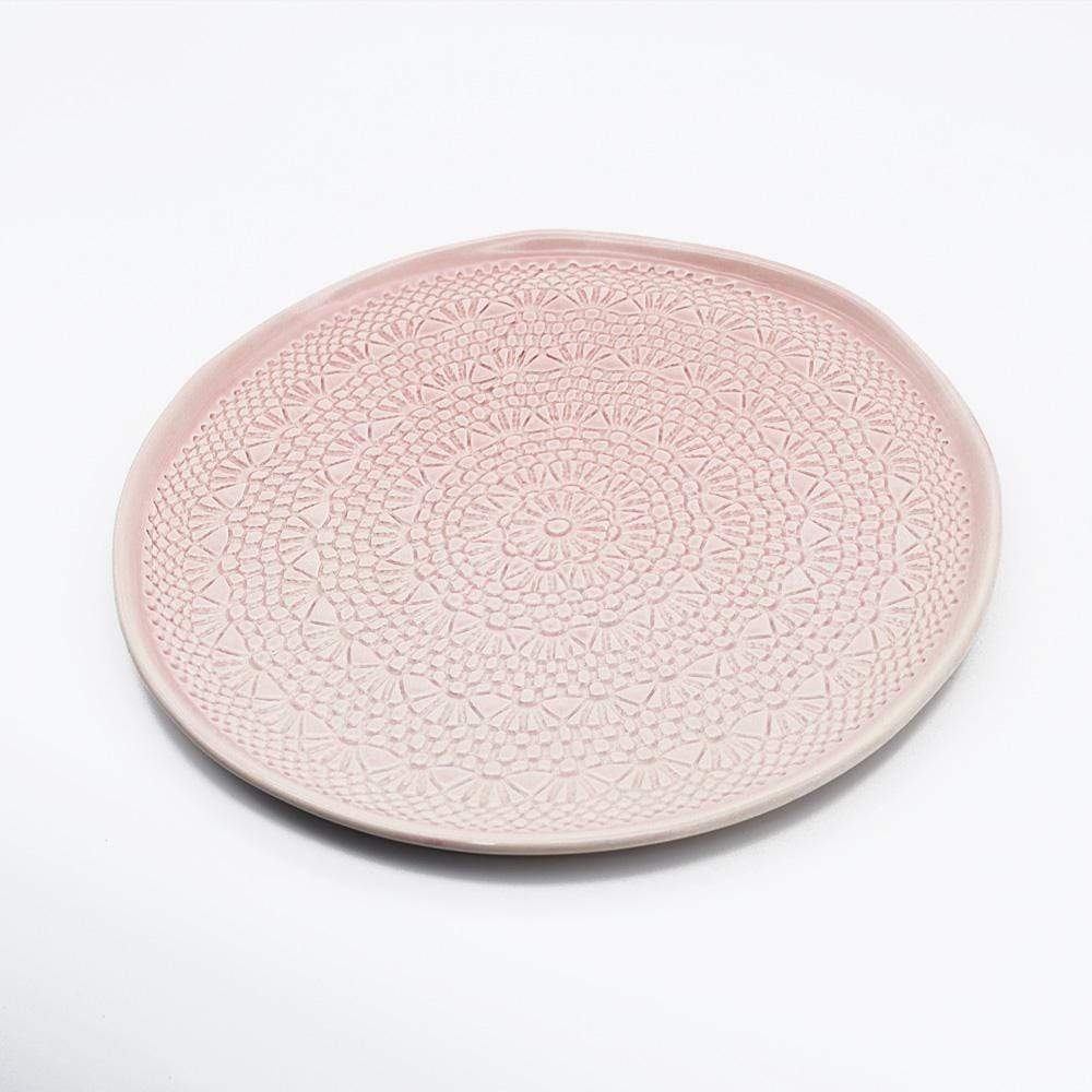 Carimbada I Handmade Ceramic Plate 10.6'' - Pink