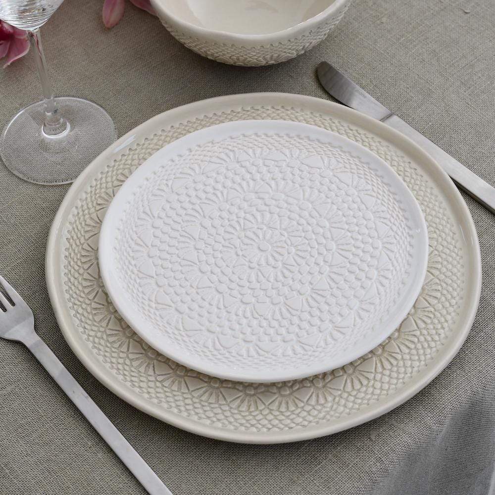 Carimbada I Handmade Ceramic Plate 7.9" - White