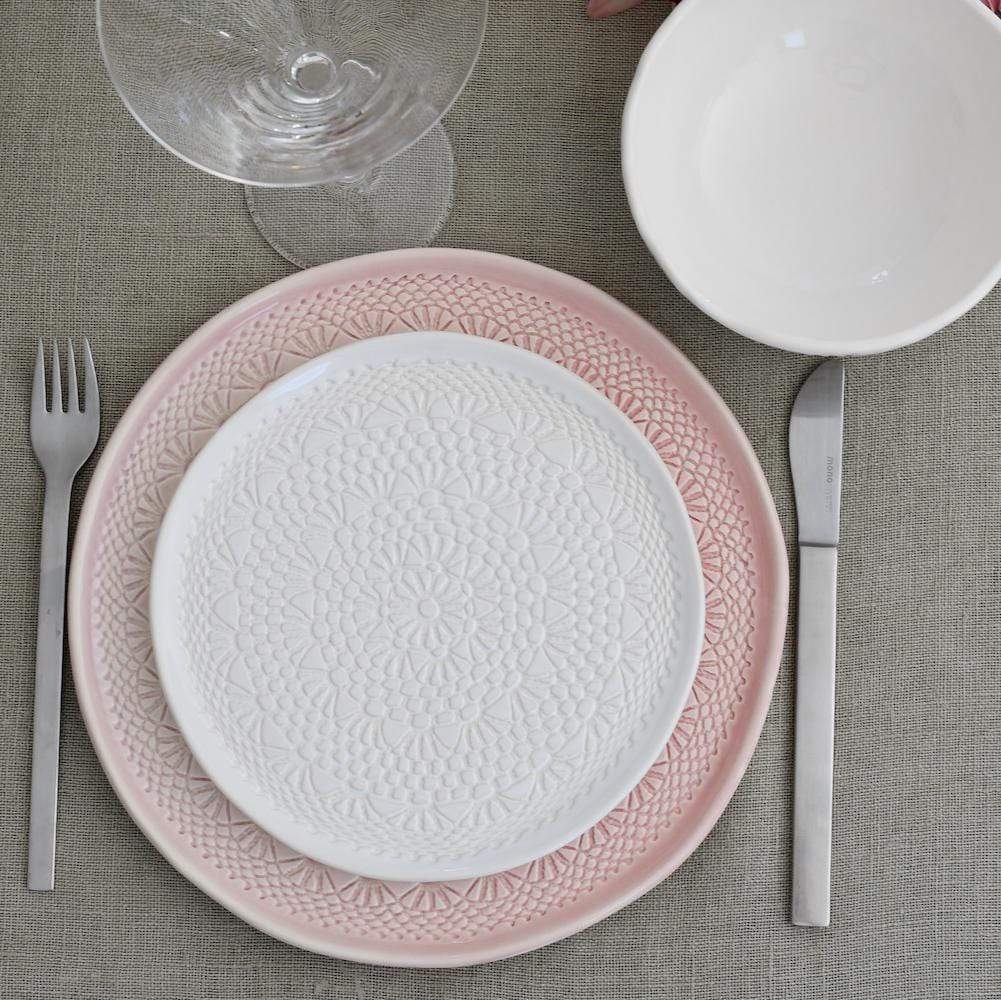 Carimbada I Handmade Ceramic Plate 7.9" - White