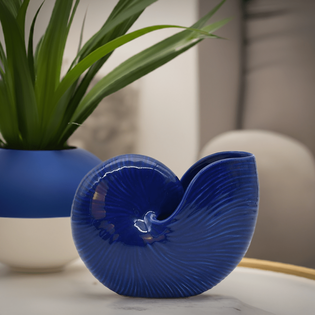 Ceramic Seashell 5.1'' - Cobalt Blue