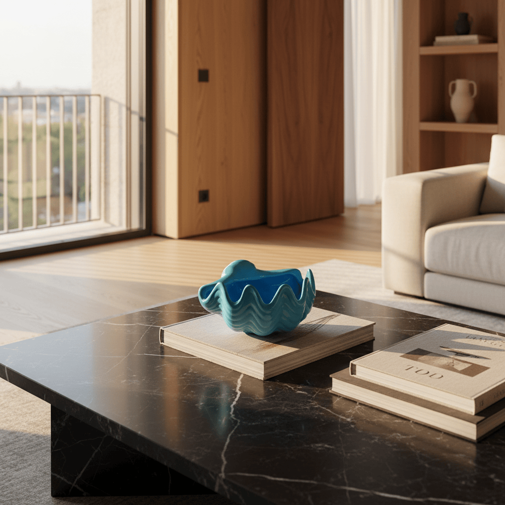 Ceramic Seashell 6.3'' - Turquoise Blue