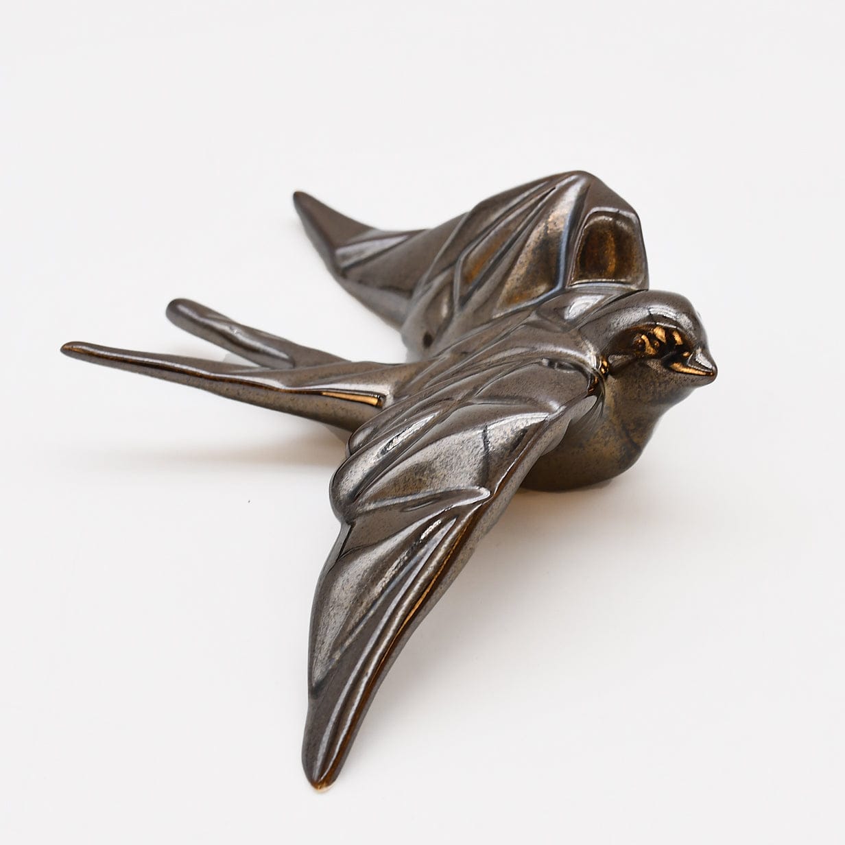 Ceramic Swallow Origami Style - Bronze Tone