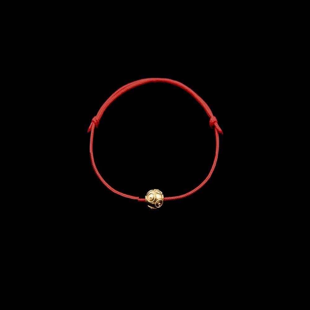 Conta de Viana I Gold-plated Silver and Cotton Bracelet Red