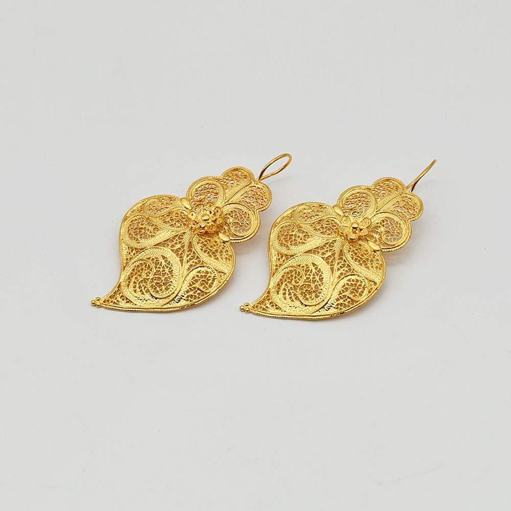 Coração de Viana I Gold-plated Silver Filigree Earrings 0.2 oz - 2.0''