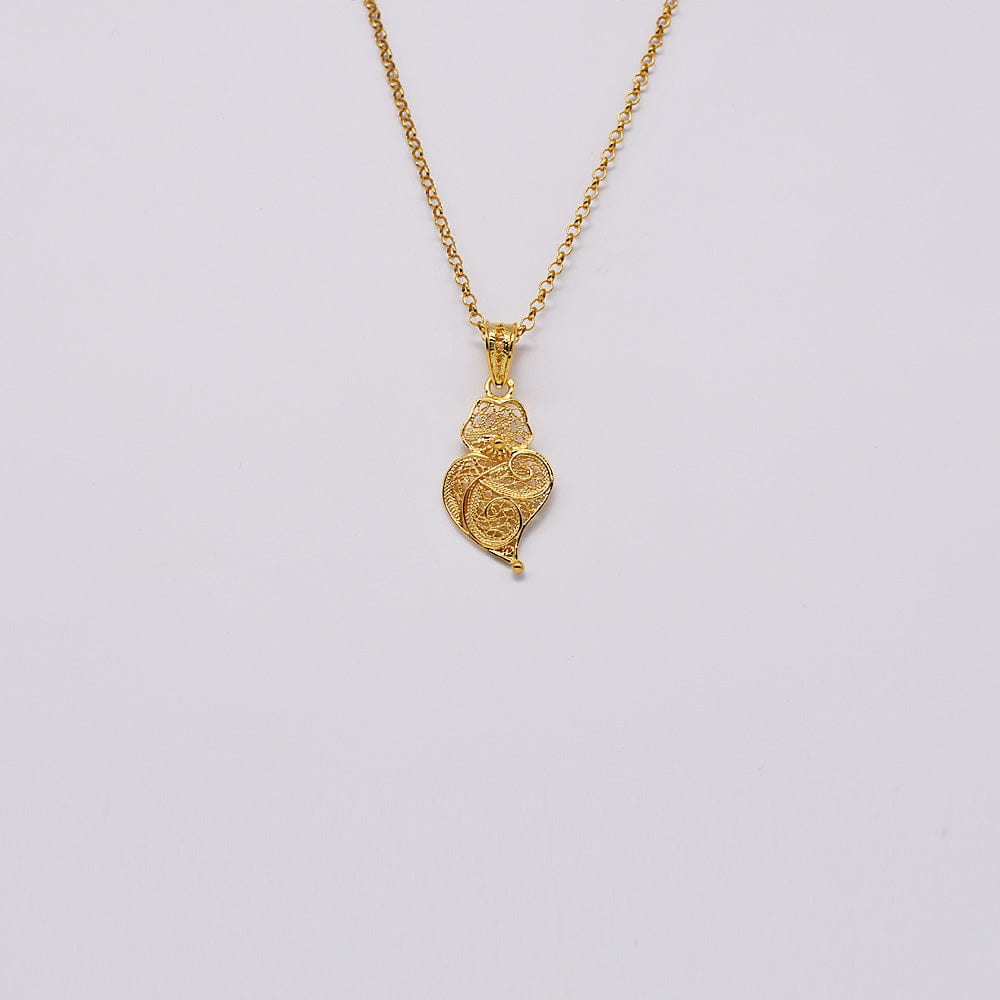 Coração de Viana I Gold-plated Silver Filigree Pendant 0.2 oz - 1.2''