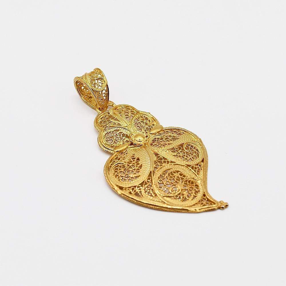 Corãçao de Viana I Gold-plated Silver Filigree Pendant 0.2 oz - 1.4''