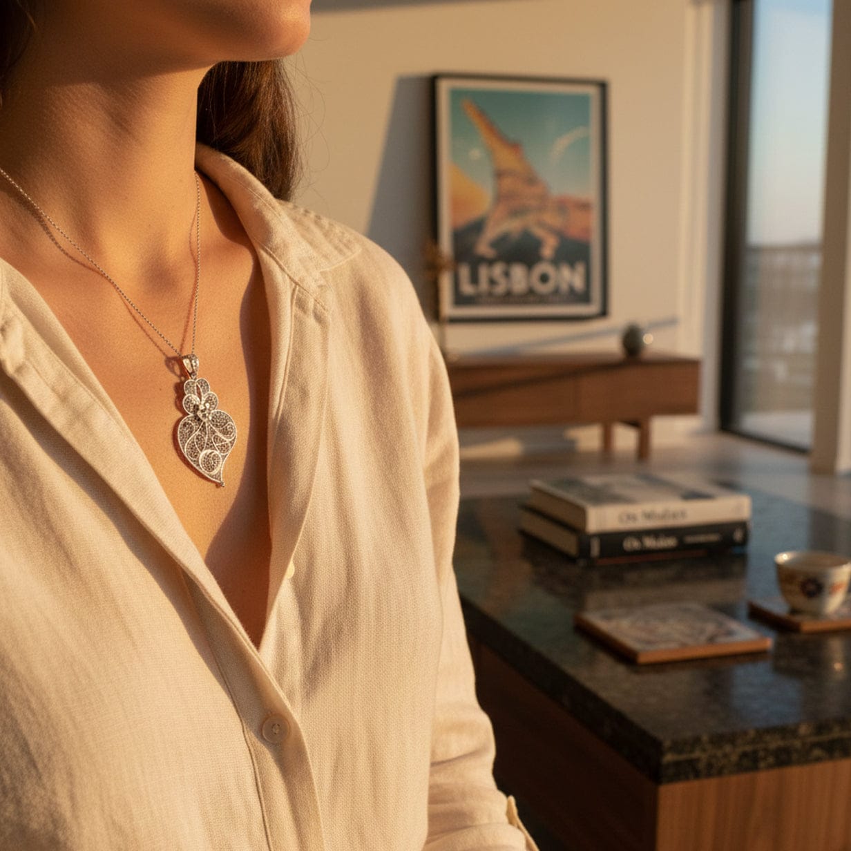 Corãçao de Viana I Silver Filigree Pendant - 2.4"