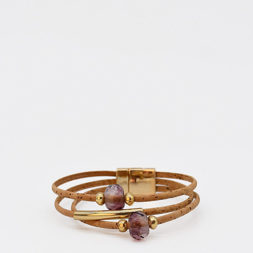 Cork Bracelet with Beads - Pink