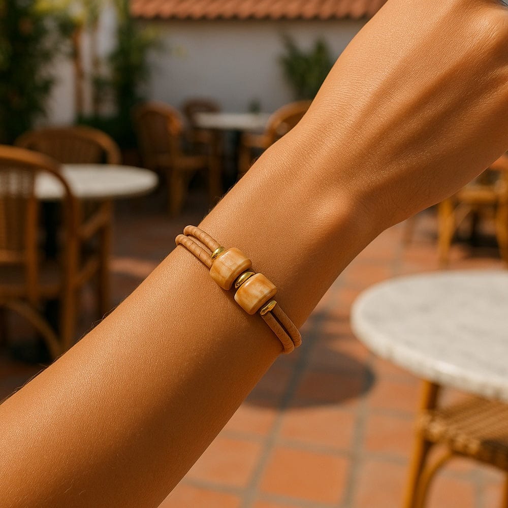 Cork Bracelet with honey-tone Beads