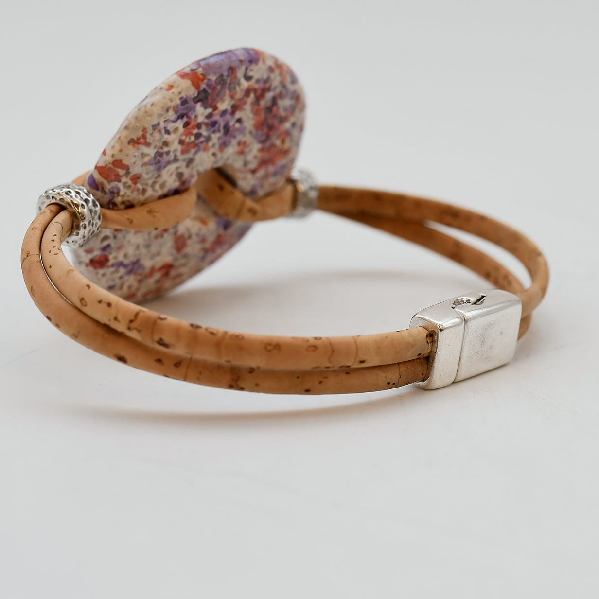 Cork Bracelet with Pink Medallion