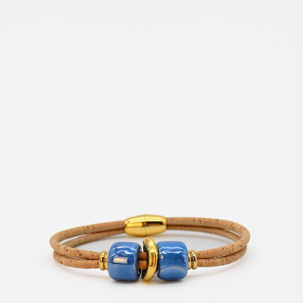 Cork bracelet with turquoise beads
