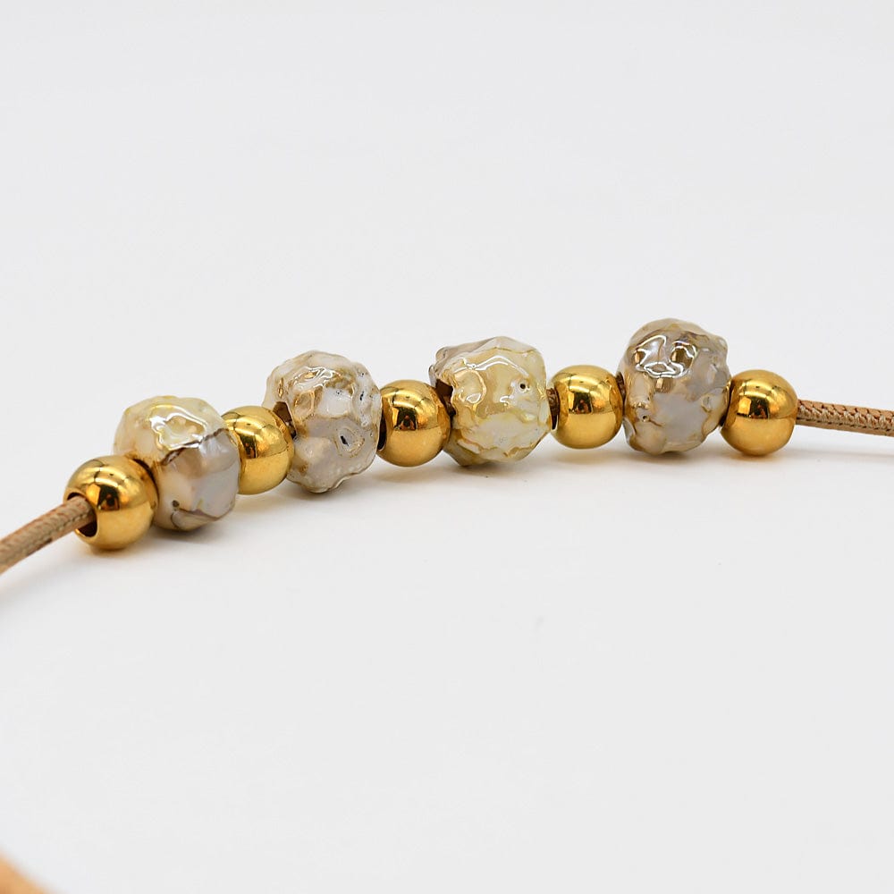 Cork Necklace with 4 Beads - Grey