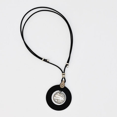 Cork Necklace with Hammered Metal Pendant