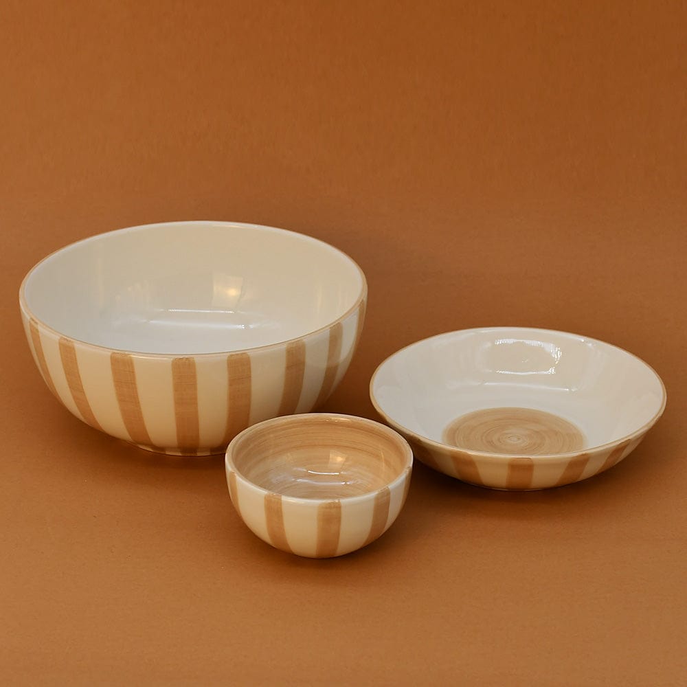 Costa Nova Mar I Striped Ceramic Cereal Bowl 6.3'' - Mocha
