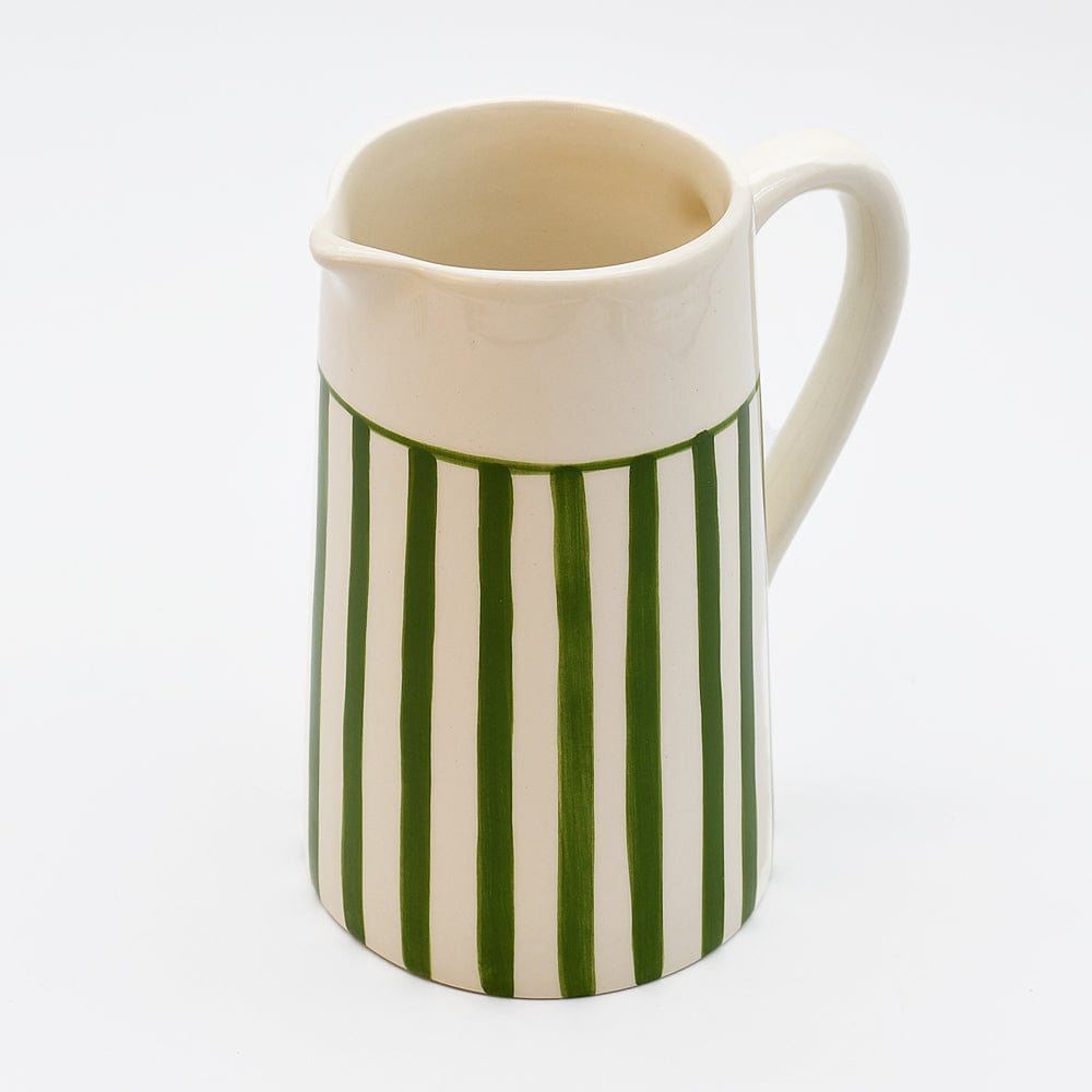 Costa Nova Mar I Striped Ceramic Pitcher - Green