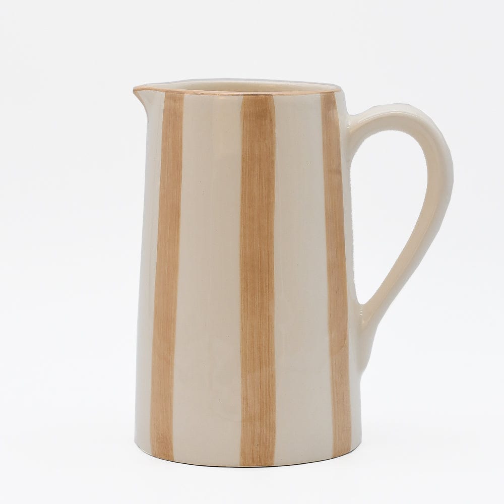 Costa Nova Mar I Striped Ceramic Pitcher - Mocha