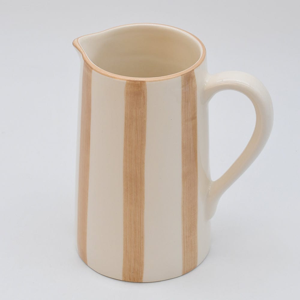 Costa Nova Mar I Striped Ceramic Pitcher - Mocha