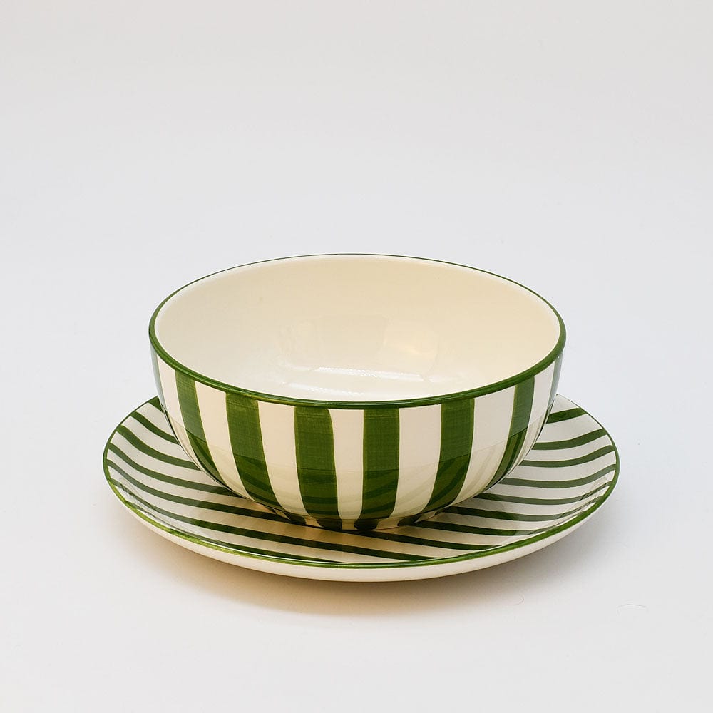 Costa Nova Mar I Striped Ceramic Plate 5.9'' - Green