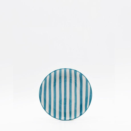 Costa Nova Mar I Striped Ceramic Plate 5.9'' - Turquoise