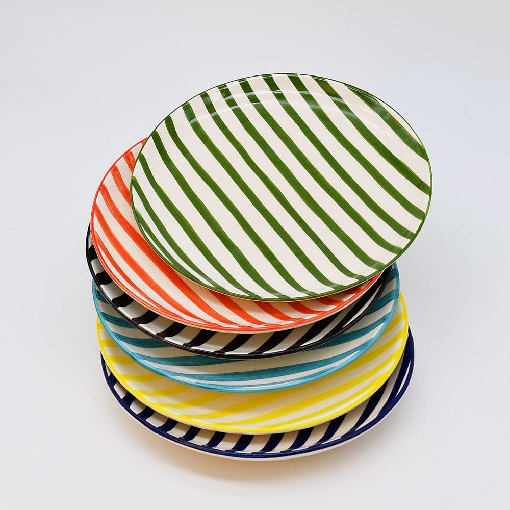 Costa Nova Mar I Striped Ceramic Plate 7.9'' - Green