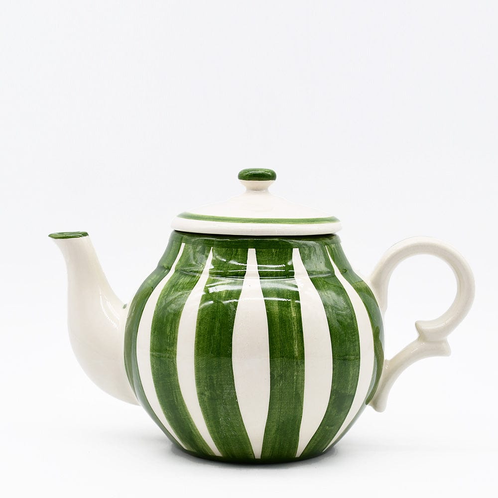 Costa Nova Mar I Striped Ceramic Teapot - Green