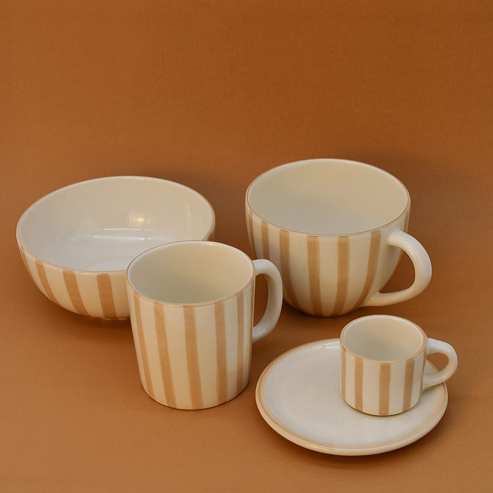 Costa Nova Mar I Striped Cup & Saucer - Mocha
