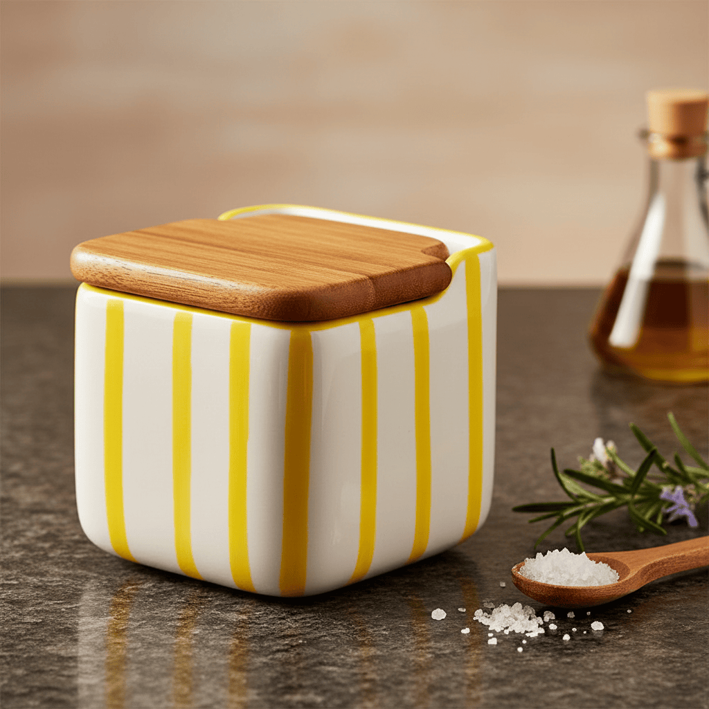 Costa Nova Mar I Striped Kitchen Canister - Yellow