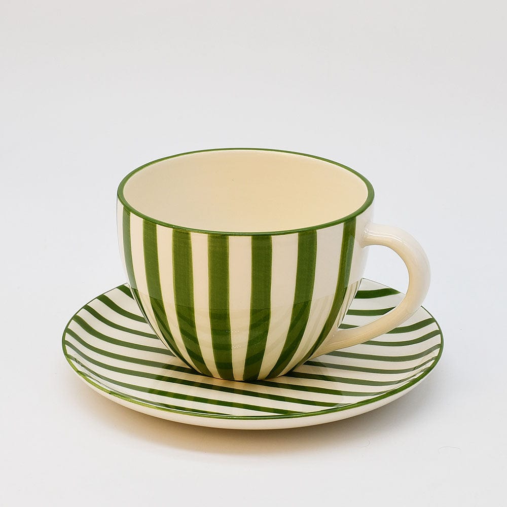 Costa Nova Mar | Striped Ceramic Large Mug - Green