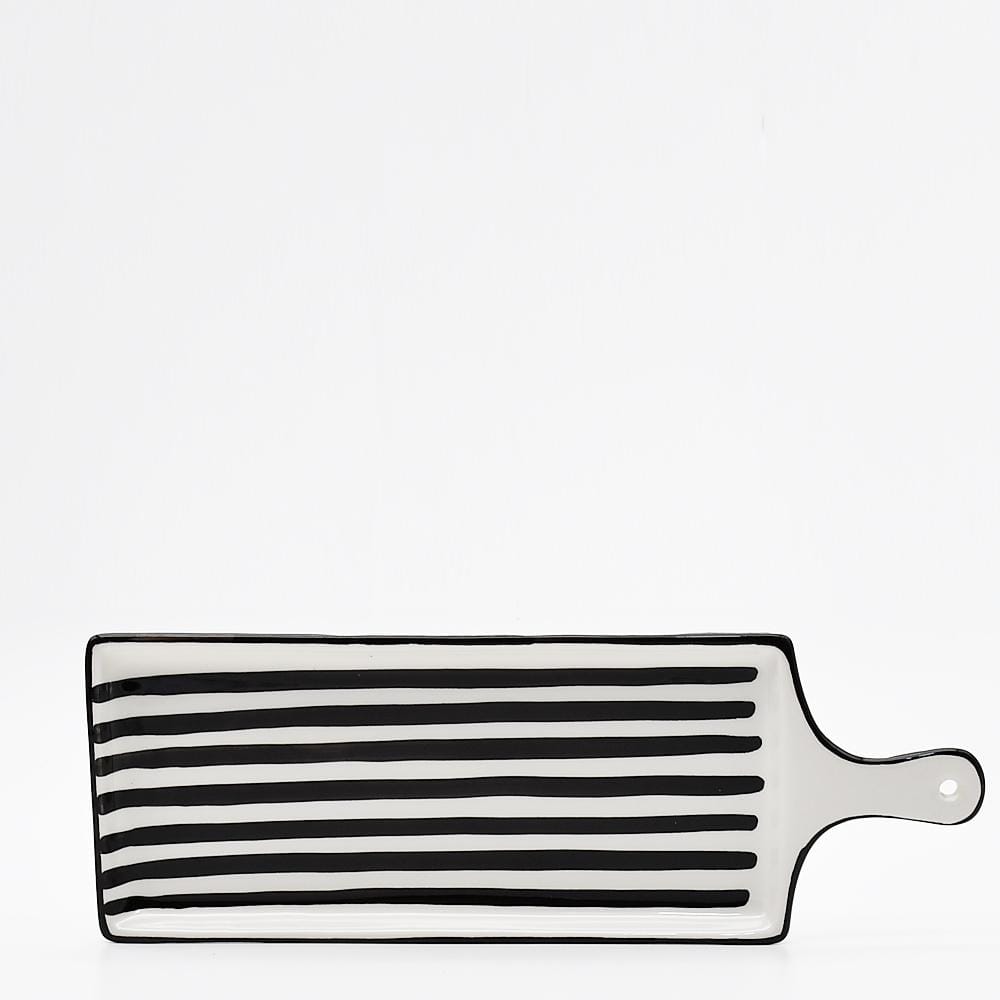 Costa Nova Mar | Striped Ceramic Serving Dish - Black