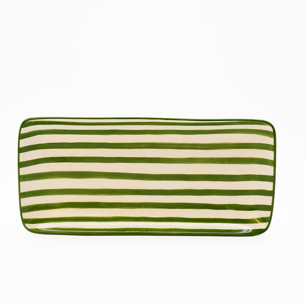 Costa Nova Mar | Striped Ceramic Serving Platter - Green