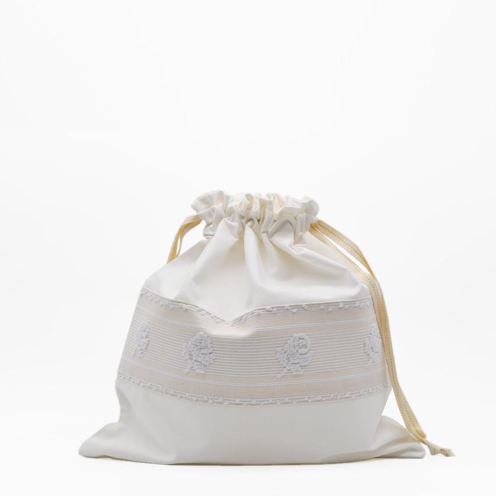 Embroidered Linen Bread Bag – White