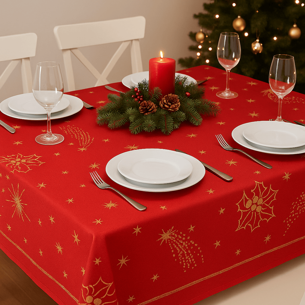 Festas I Cotton Tablecloth - Red