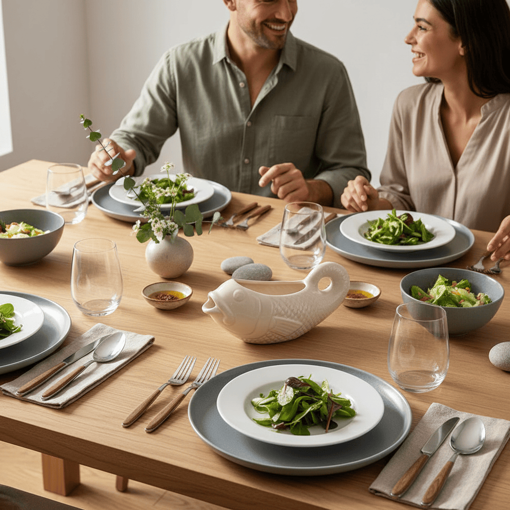 Fish-shaped Ceramic Gravy Boat - Off-white