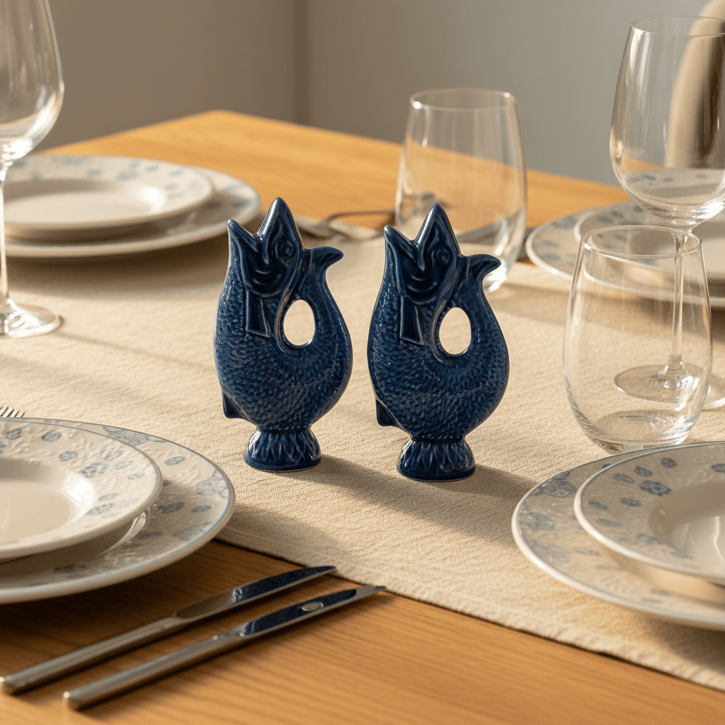 Fish-shaped Ceramic Salt and Pepper Shaker - Blue
