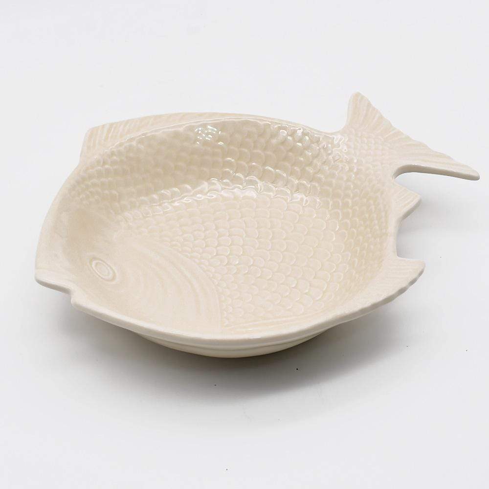 Fish-shaped Ceramic Soup Plate - Off-white