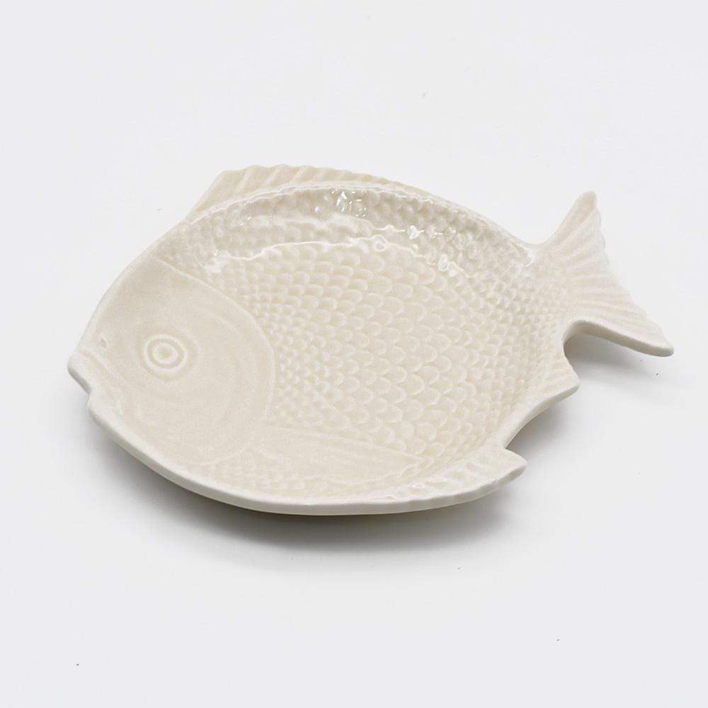 Fish-shaped Ceramic Starter Plate - Off-white