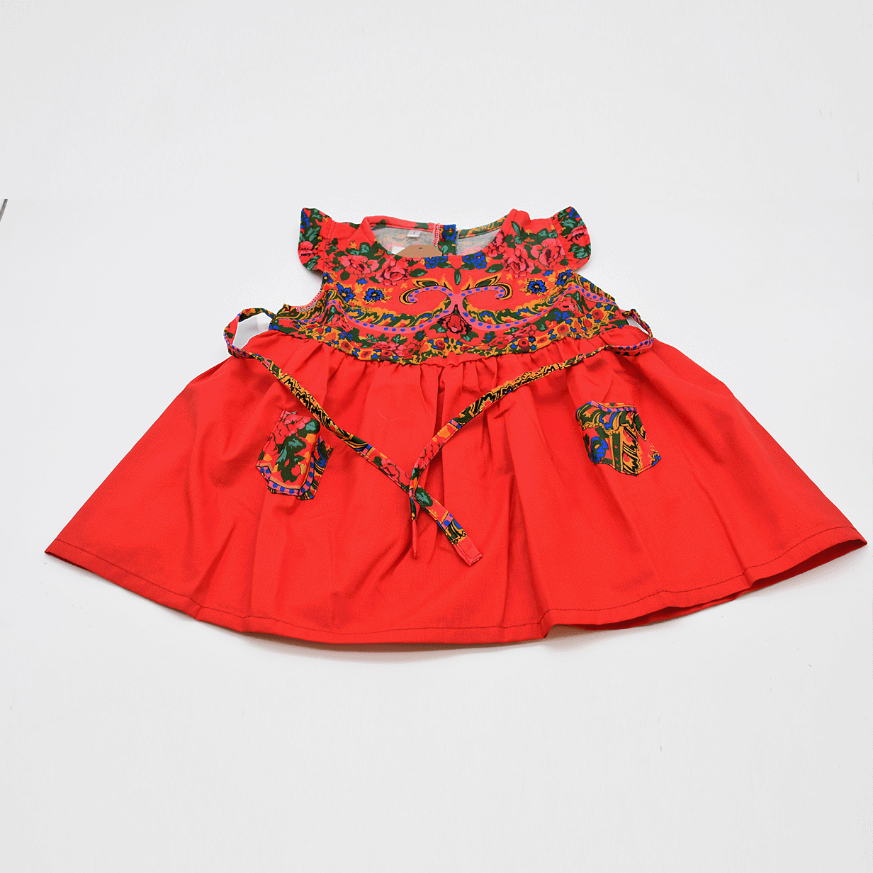 Floral Folk Children's Dress - Red