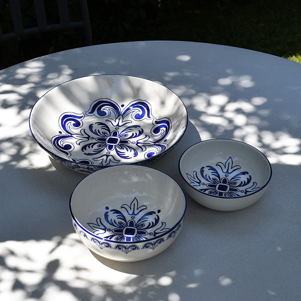 Floral I Ceramic Bowl 6.3'' - Blue