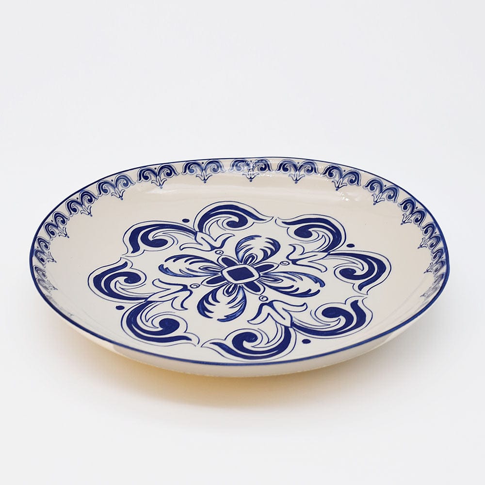 Floral I Ceramic Plate 10.6'' - Blue