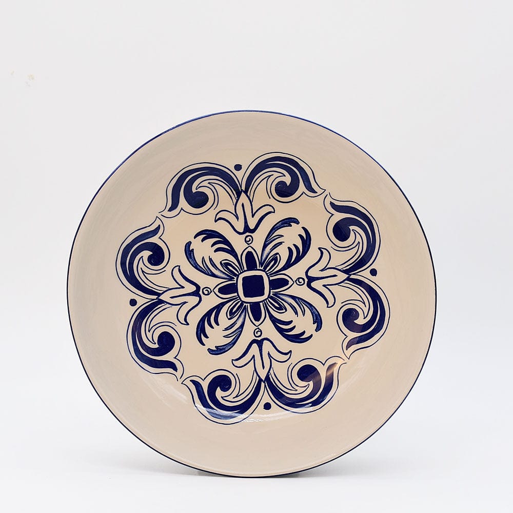 Floral I Ceramic Salad Bowl - Blue